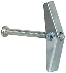 Value Collection - 3/16" Screw, 3/16" Diam, 2" Long, Toggle Bolt Drywall & Hollow Wall Anchor - 3/16" Drill, Zinc Plated, Steel, Use in Concrete, & Masonry, Hollow Tile, Plaster & Wallboard - Industrial Tool & Supply