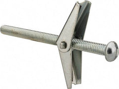 Value Collection - 5/16" Screw, 5/16" Diam, 4" Long, Toggle Bolt Drywall & Hollow Wall Anchor - 5/16" Drill, Zinc Plated, Steel, Use in Concrete, & Masonry, Hollow Tile, Plaster & Wallboard - Industrial Tool & Supply