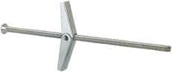 Value Collection - 1/8" Screw, 1/8" Diam, 4" Long, Toggle Bolt Drywall & Hollow Wall Anchor - 1/8" Drill, Zinc Plated, Steel, Use in Concrete, & Masonry, Hollow Tile, Plaster & Wallboard - Industrial Tool & Supply