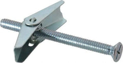 Value Collection - 1/4" Screw, 1/4" Diam, 3" Long, Toggle Bolt Drywall & Hollow Wall Anchor - 1/4" Drill, Zinc Plated, Steel, Use in Concrete, & Masonry, Hollow Tile, Plaster & Wallboard - Industrial Tool & Supply