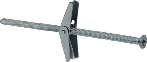 Value Collection - 1/4" Screw, 1/4" Diam, 6" Long, Toggle Bolt Drywall & Hollow Wall Anchor - 1/4" Drill, Zinc Plated, Steel, Use in Concrete, & Masonry, Hollow Tile, Plaster & Wallboard - Industrial Tool & Supply
