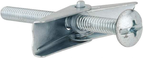 Value Collection - 1/4" Screw, 1/4" Diam, 3" Long, Toggle Bolt Drywall & Hollow Wall Anchor - 1/4" Drill, Zinc Plated, Steel, Use in Concrete, & Masonry, Hollow Tile, Plaster & Wallboard - Industrial Tool & Supply