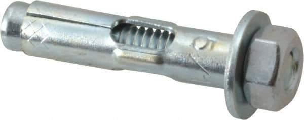 Value Collection - 5/16" Diam, 5/16" Drill, 1-1/2" OAL, 2-1/2" Min Embedment Sleeve Concrete Anchor - Steel, Zinc-Plated Finish, Hex Nut Head, Hex Drive - Industrial Tool & Supply