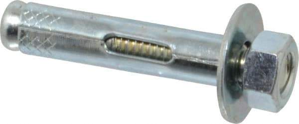 Value Collection - 3/8" Diam, 3/8" Drill, 1-7/8" OAL, Sleeve Concrete Anchor - Steel, Zinc-Plated Finish, Hex Nut Head, Hex Drive - Industrial Tool & Supply