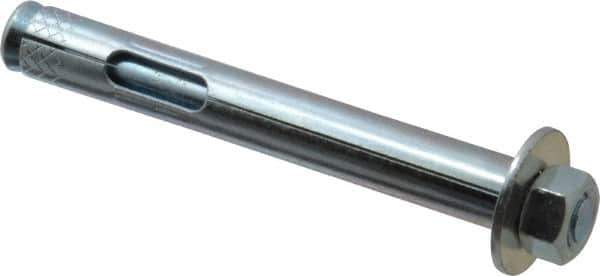 Value Collection - 1/2" Diam, 1/2" Drill, 4" OAL, 2-1/2" Min Embedment Sleeve Concrete Anchor - Steel, Zinc-Plated Finish, Hex Nut Head - Industrial Tool & Supply