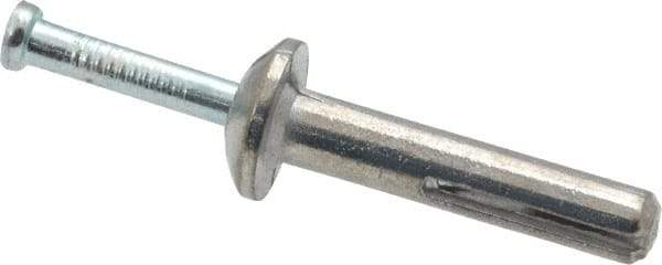 Value Collection - 1/4" Diam, 1/4" Drill, 1-1/4" OAL, 6-1/2" Min Embedment Hammer Drive Concrete Anchor - Zamac Alloy, Zinc-Plated Finish, Mushroom Head - Industrial Tool & Supply