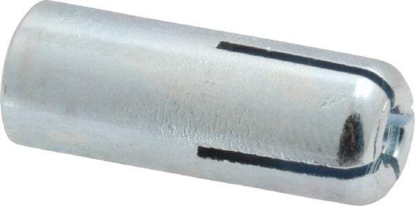 Value Collection - 1/4" Diam, 3/8" Drill, 1" OAL, Drop-In Concrete Anchor - Grade 5 Steel, Zinc-Plated Finish, 1/2" Thread Length - Industrial Tool & Supply