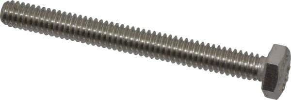 Value Collection - 1/4-20 UNC, 2-1/2" Length Under Head Hex Head Cap Screw - Fully Threaded, Grade 18-8 Stainless Steel, 7/16" Hex - Industrial Tool & Supply