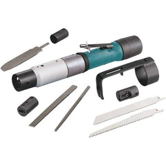 Dynabrade - 2,400 Strokes per Minute, 13/32 Inch Stroke Length, 19 CFM, 0.26 hp Air Reciprocating Saw - Two Blades and Three File Blades, 6.2 Bar Air Pressure, 6 mm Inlet - Industrial Tool & Supply