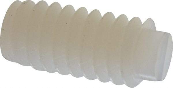 Made in USA - 1/4-20 UNC, 1/2" Length of Thread, Soft Tip Point Set Screw - Nylon - Industrial Tool & Supply
