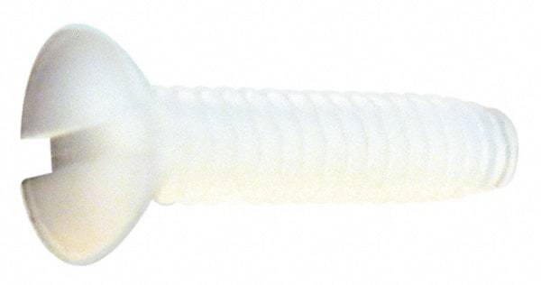 Made in USA - #10-24 UNC, 1/2" OAL Slotted Drive Machine Screw - Flat Head, Grade 6/6 Nylon, Uncoated, Without Washer - Industrial Tool & Supply