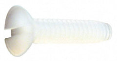 Made in USA - #10-32 UNF, 1/4" OAL Slotted Drive Machine Screw - Flat Head, Grade 6/6 Nylon, Uncoated, Without Washer - Industrial Tool & Supply