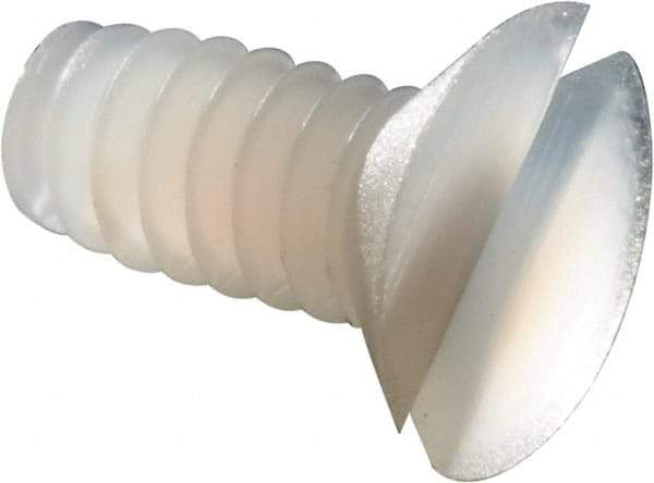 Made in USA - #4-40 UNC, 1/4" OAL Slotted Drive Machine Screw - Flat Head, Grade 6/6 Nylon, Uncoated, Without Washer - Industrial Tool & Supply