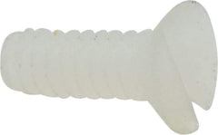 Made in USA - #4-40 UNC, 5/16" OAL Slotted Drive Machine Screw - Flat Head, Grade 6/6 Nylon, Uncoated, Without Washer - Industrial Tool & Supply