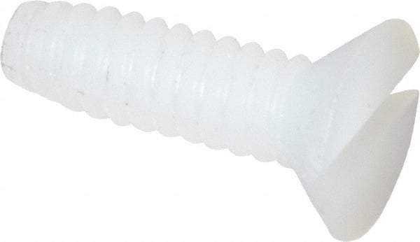Made in USA - #4-40 UNC, 3/8" OAL Slotted Drive Machine Screw - Flat Head, Grade 6/6 Nylon, Uncoated, Without Washer - Industrial Tool & Supply
