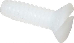 Made in USA - #4-40 UNC, 3/8" OAL Slotted Drive Machine Screw - Flat Head, Grade 6/6 Nylon, Uncoated, Without Washer - Industrial Tool & Supply