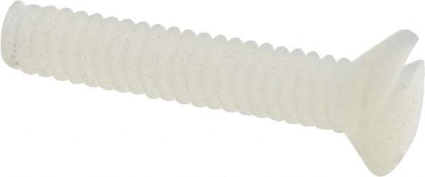 Made in USA - #4-40 UNC, 5/8" OAL Slotted Drive Machine Screw - Flat Head, Grade 6/6 Nylon, Uncoated, Without Washer - Industrial Tool & Supply