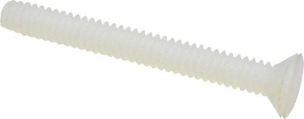 Made in USA - #4-40 UNC, 1" OAL Slotted Drive Machine Screw - Flat Head, Grade 6/6 Nylon, Uncoated, Without Washer - Industrial Tool & Supply