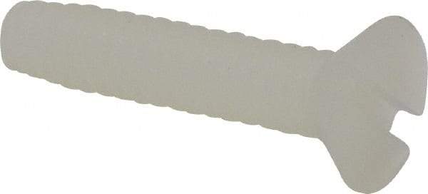 Made in USA - #6-32 UNC, 5/8" OAL Slotted Drive Machine Screw - Flat Head, Grade 6/6 Nylon, Uncoated, Without Washer - Industrial Tool & Supply