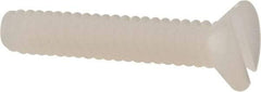 Made in USA - #6-32 UNC, 3/4" OAL Slotted Drive Machine Screw - Flat Head, Grade 6/6 Nylon, Uncoated, Without Washer - Industrial Tool & Supply