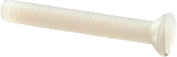 Made in USA - #6-32 UNC, 1" OAL Slotted Drive Machine Screw - Flat Head, Grade 6/6 Nylon, Uncoated, Without Washer - Industrial Tool & Supply