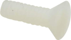 Made in USA - #8-32 UNC, 1/2" OAL Slotted Drive Machine Screw - Flat Head, Grade 6/6 Nylon, Uncoated, Without Washer - Industrial Tool & Supply