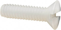 Made in USA - #8-32 UNC, 5/8" OAL Slotted Drive Machine Screw - Flat Head, Grade 6/6 Nylon, Uncoated, Without Washer - Industrial Tool & Supply