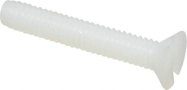 Made in USA - #8-32 UNC, 1" OAL Slotted Drive Machine Screw - Flat Head, Grade 6/6 Nylon, Uncoated, Without Washer - Industrial Tool & Supply