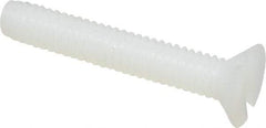 Made in USA - #8-32 UNC, 1" OAL Slotted Drive Machine Screw - Flat Head, Grade 6/6 Nylon, Uncoated, Without Washer - Industrial Tool & Supply