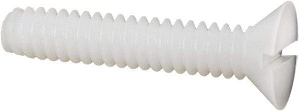 Made in USA - #10-24 UNC, 1" OAL Slotted Drive Machine Screw - Flat Head, Grade 6/6 Nylon, Uncoated, Without Washer - Industrial Tool & Supply