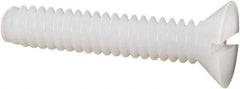 Made in USA - #10-24 UNC, 1" OAL Slotted Drive Machine Screw - Flat Head, Grade 6/6 Nylon, Uncoated, Without Washer - Industrial Tool & Supply