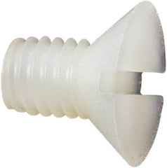 Made in USA - #10-32 UNF, 5/16" OAL Slotted Drive Machine Screw - Flat Head, Grade 6/6 Nylon, Uncoated, Without Washer - Industrial Tool & Supply