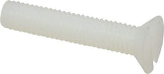 Made in USA - #10-32 UNF, 1" OAL Slotted Drive Machine Screw - Flat Head, Grade 6/6 Nylon, Uncoated, Without Washer - Industrial Tool & Supply