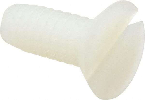 Made in USA - 1/4-20 UNC, 5/8" OAL Slotted Drive Machine Screw - Flat Head, Grade 6/6 Nylon, Uncoated, Without Washer - Industrial Tool & Supply