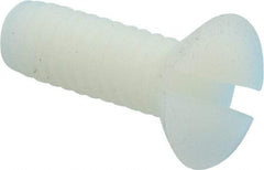 Made in USA - 1/4-20 UNC, 3/4" OAL Slotted Drive Machine Screw - Flat Head, Grade 6/6 Nylon, Uncoated, Without Washer - Industrial Tool & Supply