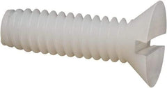 Made in USA - 1/4-20 UNC, 7/8" OAL Slotted Drive Machine Screw - Flat Head, Grade 6/6 Nylon, Uncoated, Without Washer - Industrial Tool & Supply