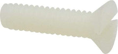 Made in USA - 1/4-20 UNC, 1" OAL Slotted Drive Machine Screw - Flat Head, Grade 6/6 Nylon, Uncoated, Without Washer - Industrial Tool & Supply