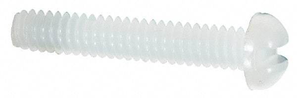 Made in USA - #2-56 UNC, 1/2" Length Under Head Slotted Drive Machine Screw - Round Head, Grade 6/6 Nylon, Uncoated, Without Washer - Industrial Tool & Supply