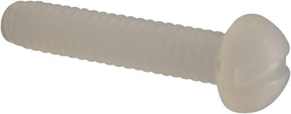 Made in USA - #4-40 UNC, 5/8" Length Under Head Slotted Drive Machine Screw - Round Head, Grade 6/6 Nylon, Uncoated, Without Washer - Industrial Tool & Supply