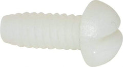 Made in USA - #6-32 UNC, 3/8" Length Under Head Slotted Drive Machine Screw - Round Head, Grade 6/6 Nylon, Uncoated, Without Washer - Industrial Tool & Supply