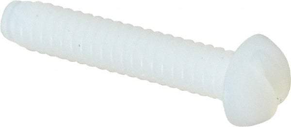 Made in USA - #6-32 UNC, 3/4" Length Under Head Slotted Drive Machine Screw - Round Head, Grade 6/6 Nylon, Uncoated, Without Washer - Industrial Tool & Supply