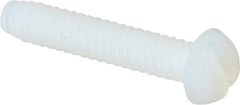 Made in USA - #6-32 UNC, 3/4" Length Under Head Slotted Drive Machine Screw - Round Head, Grade 6/6 Nylon, Uncoated, Without Washer - Industrial Tool & Supply