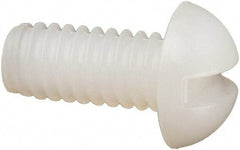 Made in USA - #8-32 UNC, 3/8" Length Under Head Slotted Drive Machine Screw - Round Head, Grade 6/6 Nylon, Uncoated, Without Washer - Industrial Tool & Supply