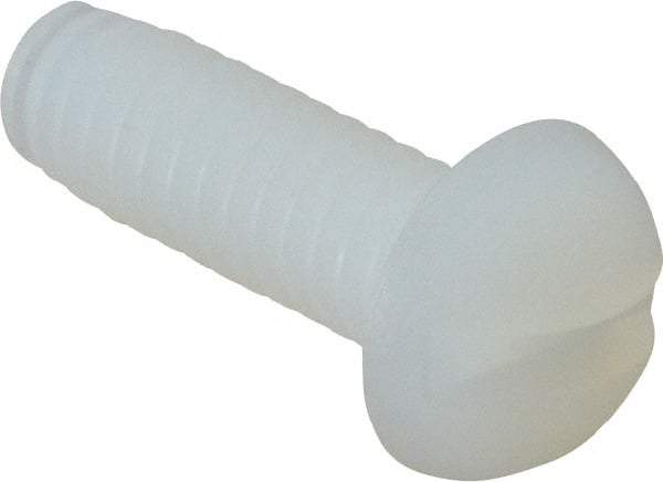 Made in USA - #8-32 UNC, 1/2" Length Under Head Slotted Drive Machine Screw - Round Head, Grade 6/6 Nylon, Uncoated, Without Washer - Industrial Tool & Supply