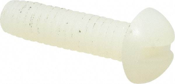 Made in USA - #8-32 UNC, 5/8" Length Under Head Slotted Drive Machine Screw - Round Head, Grade 6/6 Nylon, Uncoated, Without Washer - Industrial Tool & Supply