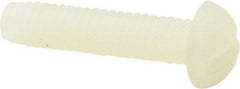 Made in USA - #8-32 UNC, 3/4" Length Under Head Slotted Drive Machine Screw - Round Head, Grade 6/6 Nylon, Uncoated, Without Washer - Industrial Tool & Supply