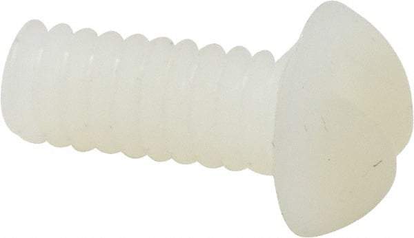 Made in USA - #10-24 UNC, 1/2" Length Under Head Slotted Drive Machine Screw - Round Head, Grade 6/6 Nylon, Uncoated, Without Washer - Industrial Tool & Supply