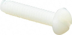 Made in USA - #10-24 UNC, 1" Length Under Head Slotted Drive Machine Screw - Round Head, Grade 6/6 Nylon, Uncoated, Without Washer - Industrial Tool & Supply