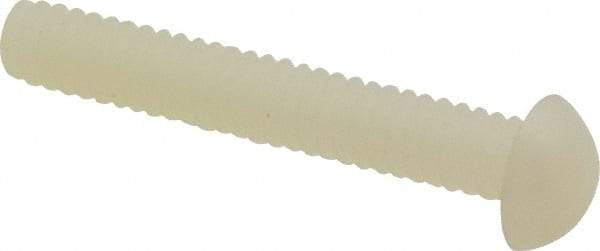 Made in USA - #10-24 UNC, 1-1/4" Length Under Head Slotted Drive Machine Screw - Round Head, Grade 6/6 Nylon, Uncoated, Without Washer - Industrial Tool & Supply