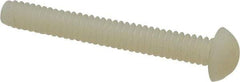 Made in USA - #10-24 UNC, 1-1/2" Length Under Head Slotted Drive Machine Screw - Round Head, Grade 6/6 Nylon, Uncoated, Without Washer - Industrial Tool & Supply